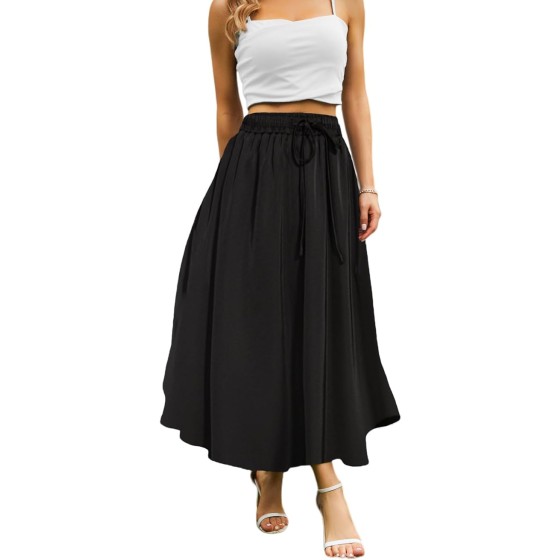 Maxi Skirts for Women with Pockets Long Midi Length Casual Skirt for Beach Party Holiday