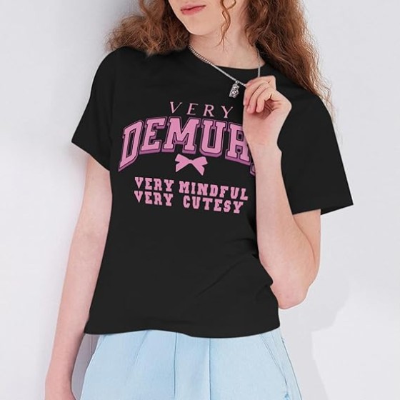 Bow Shirt Preppy Aesthetic Cute Shirts for Teens Girls Letter Printed Coquette Cotton T Shirts Summer Casual Tops